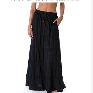 Lotus and Luna Elegant Black Maxi Skirt